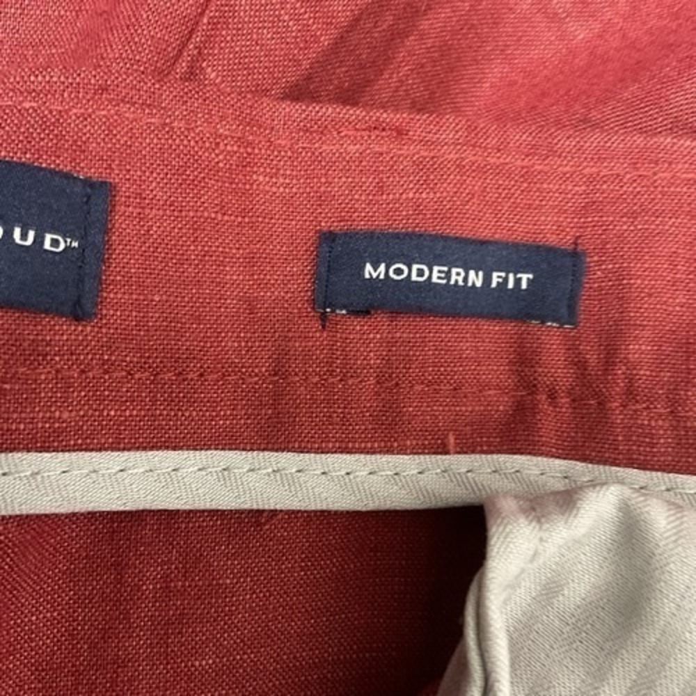 NWT Joseph Abboud Modern Fit Red Stretch Chino Shorts Men 46 Vietnam Linen Blend - Picture 4 of 12